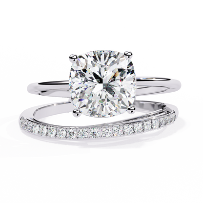 2.41 CTW Cushion-Cut Lab-Grown Diamond Open Wrap Engagement Ring Set in 14K Gold