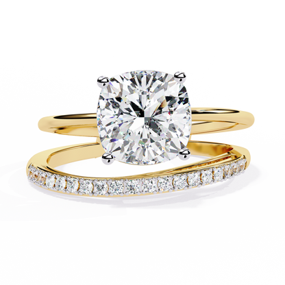 2.41 CTW Cushion-Cut Lab-Grown Diamond Open Wrap Engagement Ring Set in 14K Gold