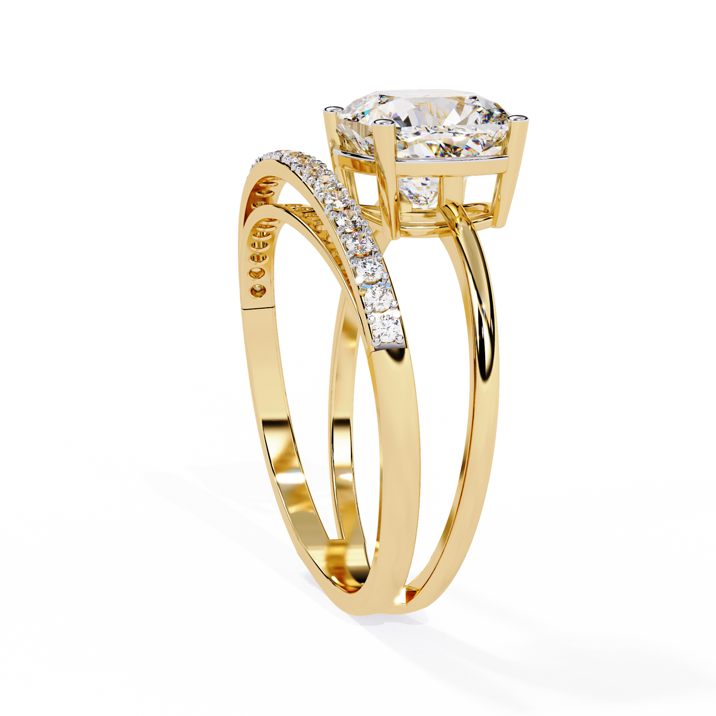 2.41 CTW Cushion-Cut Lab-Grown Diamond Open Wrap Engagement Ring Set in 14K Gold