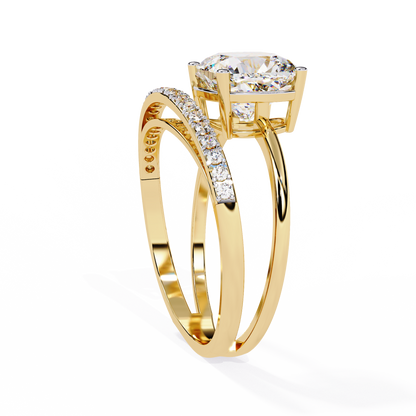 2.41 CTW Cushion-Cut Lab-Grown Diamond Open Wrap Engagement Ring Set in 14K Gold