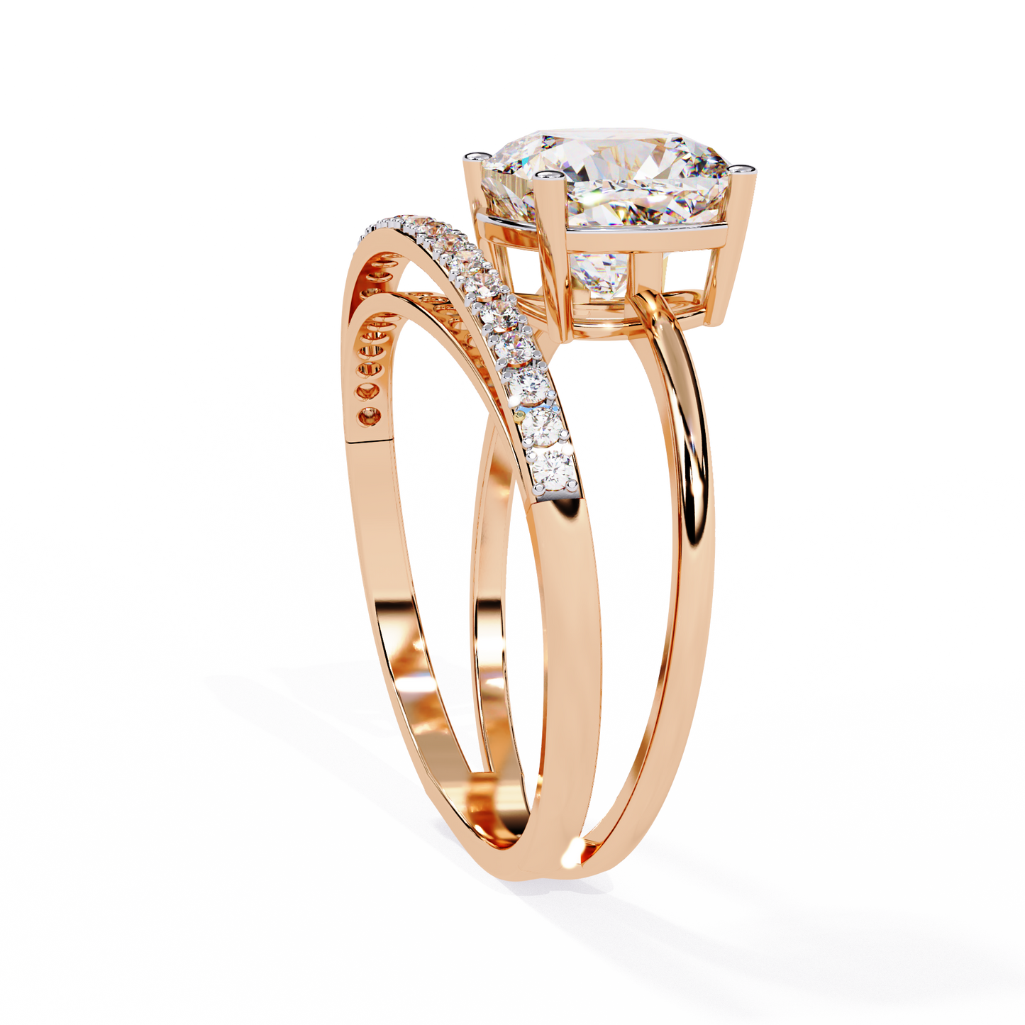 2.41 CTW Cushion-Cut Lab-Grown Diamond Open Wrap Engagement Ring Set in 14K Gold