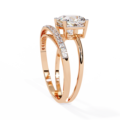 2.41 CTW Cushion-Cut Lab-Grown Diamond Open Wrap Engagement Ring Set in 14K Gold