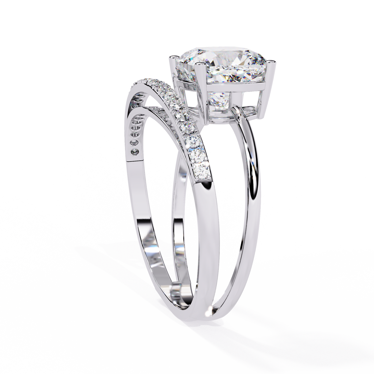 2.41 CTW Cushion-Cut Lab-Grown Diamond Open Wrap Engagement Ring Set in 14K Gold