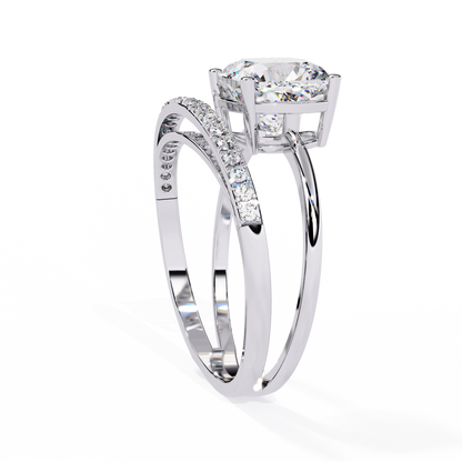 2.41 CTW Cushion-Cut Lab-Grown Diamond Open Wrap Engagement Ring Set in 14K Gold