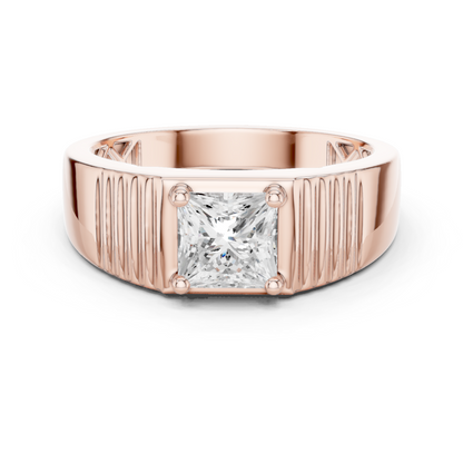 0.78 CT Princess-Cut Lab-Grown Diamond Men’s Ring in 14K Gold