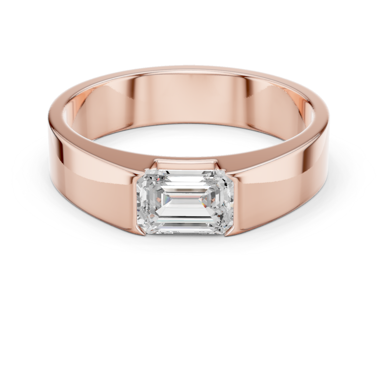1.02 CT Emerald-Cut Lab-Grown Diamond Men’s Band in 14K Gold