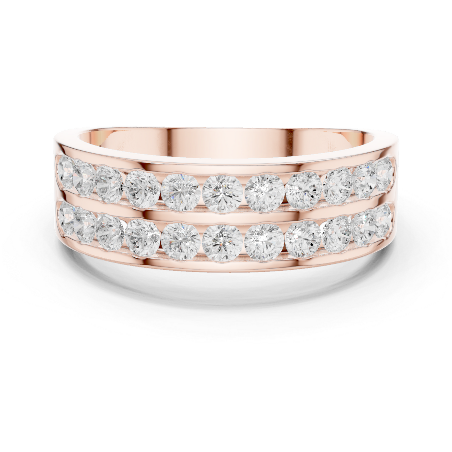 1.32 CTW Double-Row Round Lab-Grown Diamond Men’s Band in 14K Gold