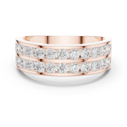 1.32 CTW Double-Row Round Lab-Grown Diamond Men’s Band in 14K Gold