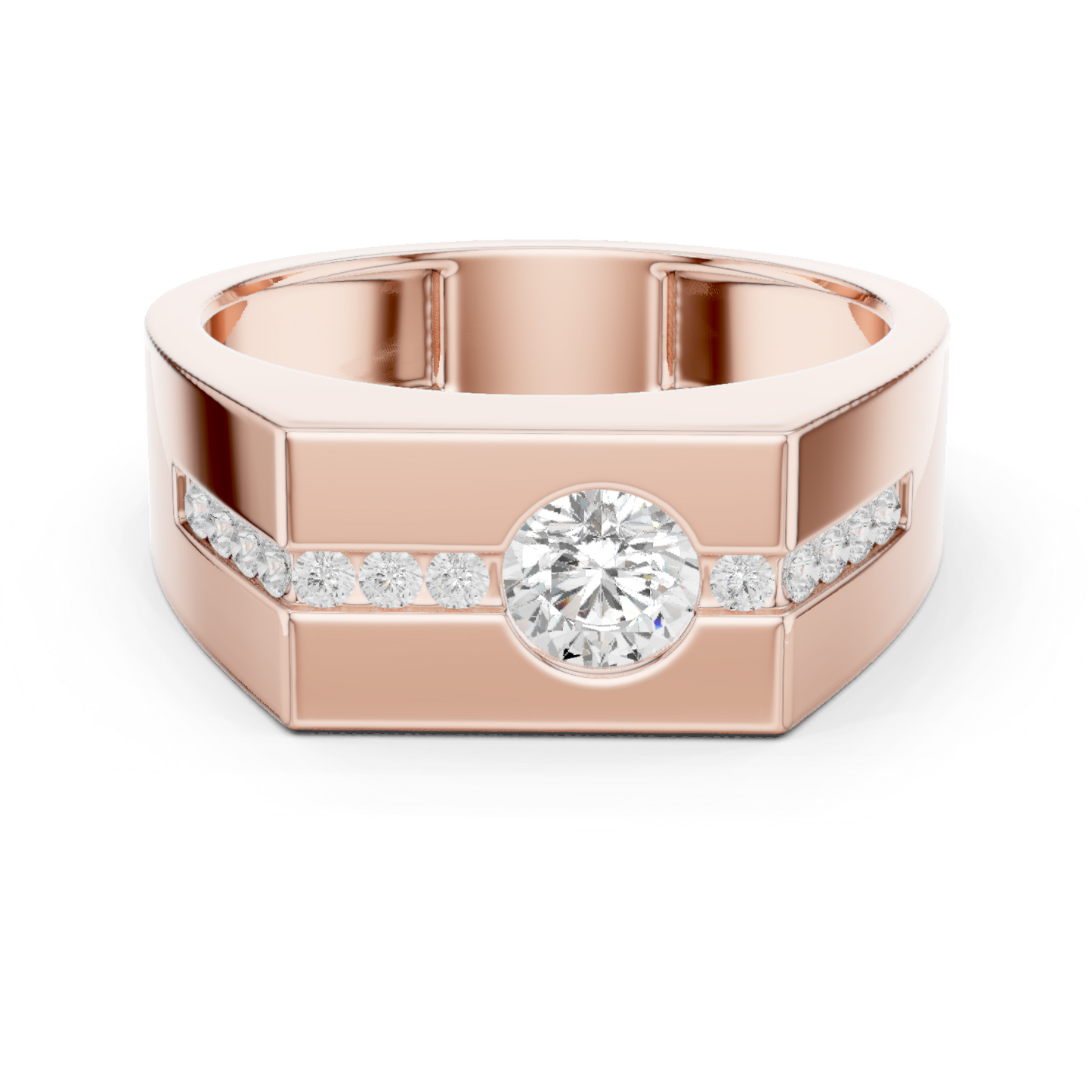 0.68 CTW Round Lab-Grown Diamond Geometric Men’s Band in 14K Gold