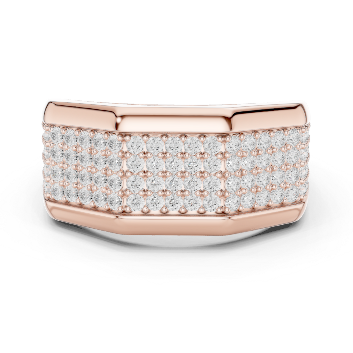 1.20 CTW Multi-Row Round Lab-Grown Diamond Wide Men’s Band in 14K Gold