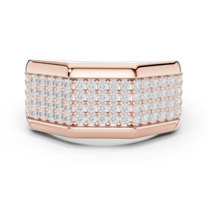 1.20 CTW Multi-Row Round Lab-Grown Diamond Wide Men’s Band in 14K Gold