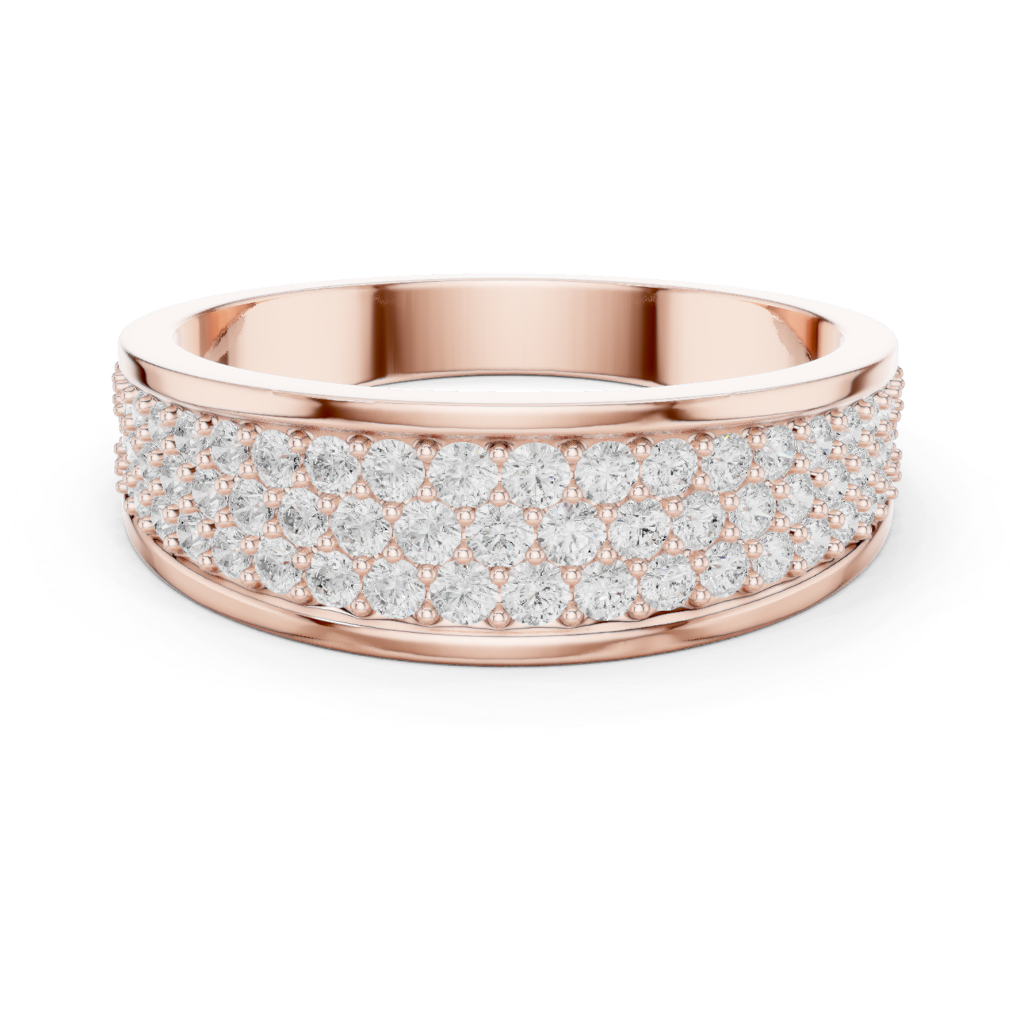 0.93 CTW Multi-Row Pavé Lab-Grown Diamond Wide Men’s Band in 14K Gold