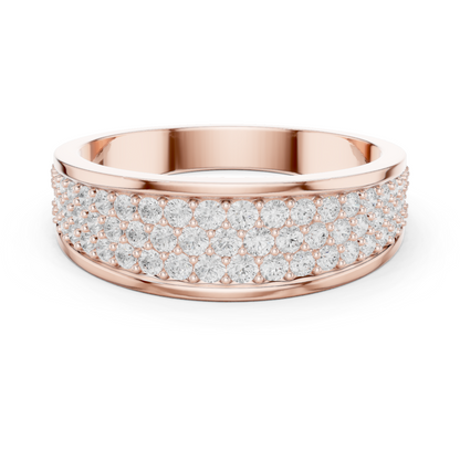 0.93 CTW Multi-Row Pavé Lab-Grown Diamond Wide Men’s Band in 14K Gold