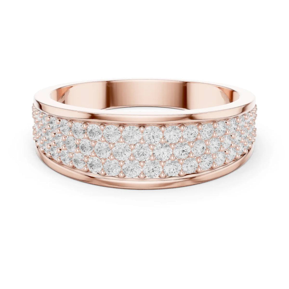 0.93 CTW Multi-Row Pavé Lab-Grown Diamond Wide Men’s Band in 14K Gold