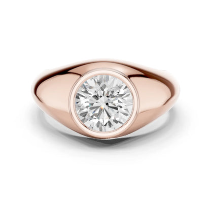 2.00 CT Round Lab-Grown Diamond Bezel-Set Men’s Signet Ring in 14K Gold