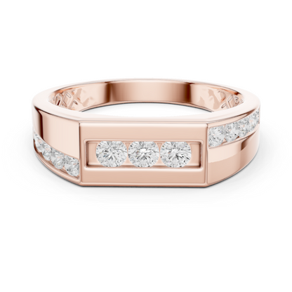 0.55 CTW Round Lab-Grown Diamond Geometric Men’s Band in 14K Gold