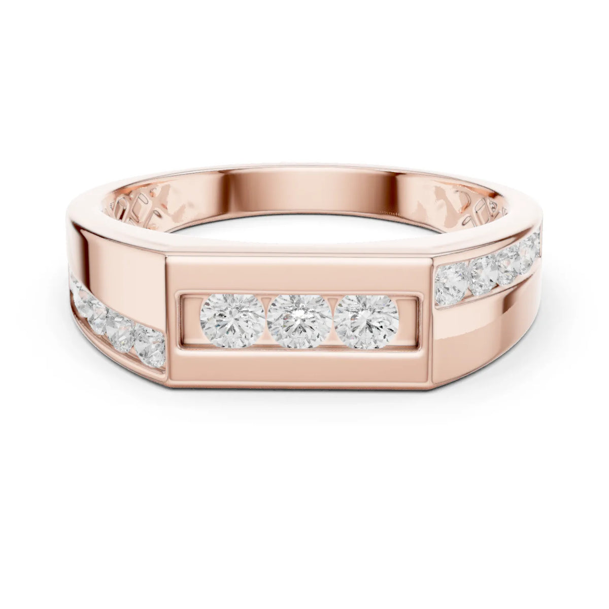 0.55 CTW Round Lab-Grown Diamond Geometric Men’s Band in 14K Gold