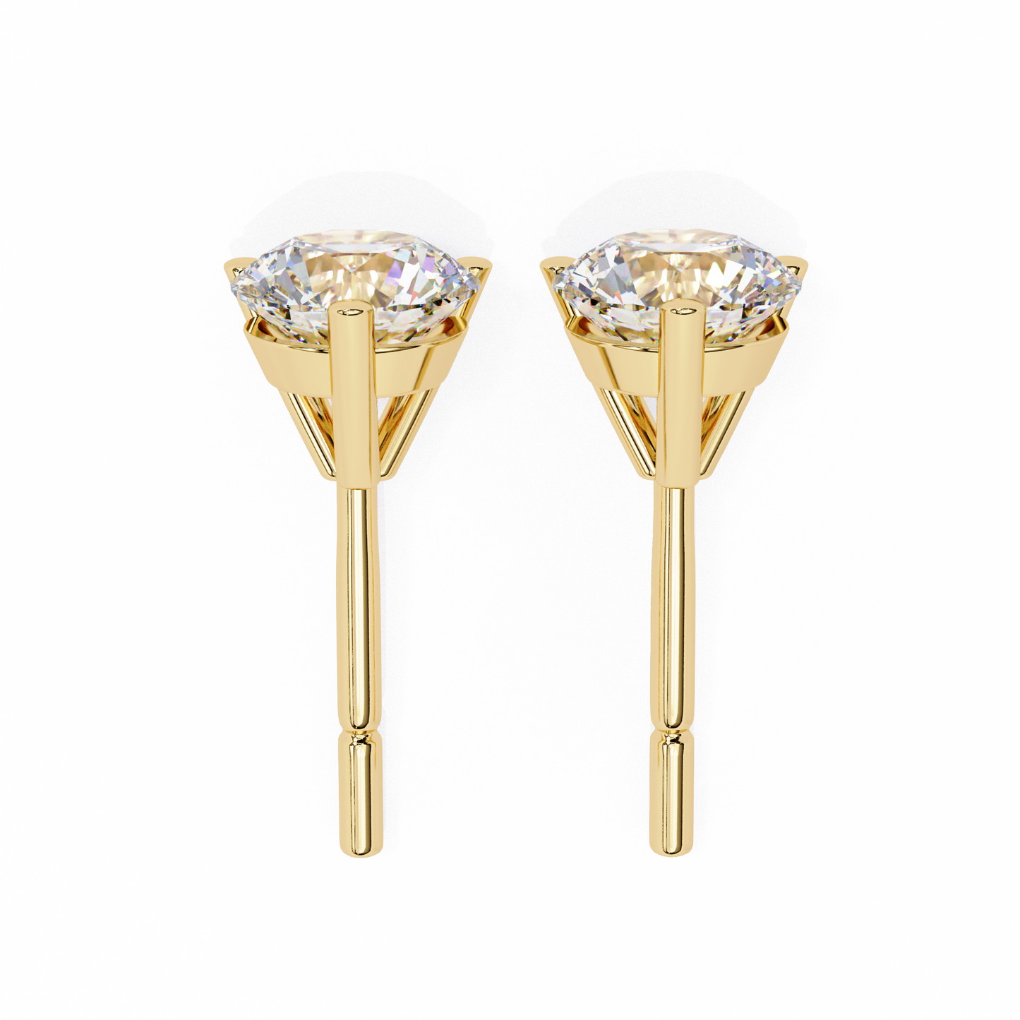 2.57 CTW Round Lab-Grown Diamond Three-Prong Martini Stud Earrings in 14K Gold