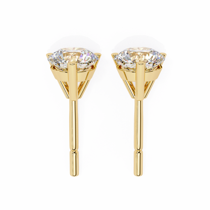 2.57 CTW Round Lab-Grown Diamond Three-Prong Martini Stud Earrings in 14K Gold