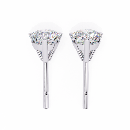 2.57 CTW Round Lab-Grown Diamond Three-Prong Martini Stud Earrings in 14K Gold