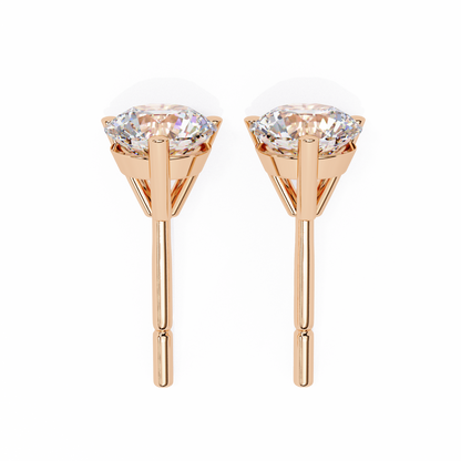 2.57 CTW Round Lab-Grown Diamond Three-Prong Martini Stud Earrings in 14K Gold