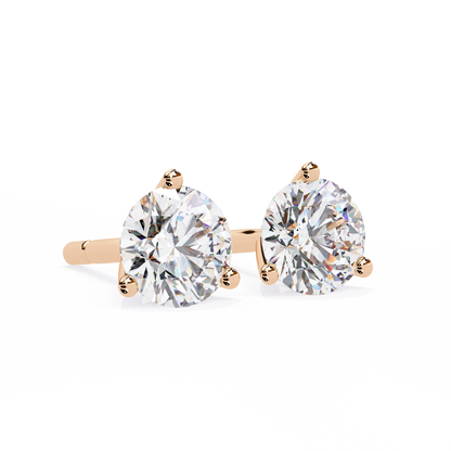2.57 CTW Round Lab-Grown Diamond Three-Prong Martini Stud Earrings in 14K Gold