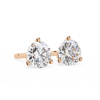 2.57 CTW round lab-grown diamond stud earrings in a three-prong martini setting crafted from 14K rose gold.
