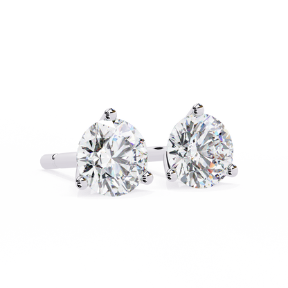 2.57 CTW Round Lab-Grown Diamond Three-Prong Martini Stud Earrings in 14K Gold