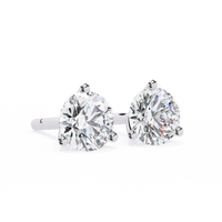 2.57 CTW round lab-grown diamond stud earrings in a three-prong martini setting crafted from polished platinum.