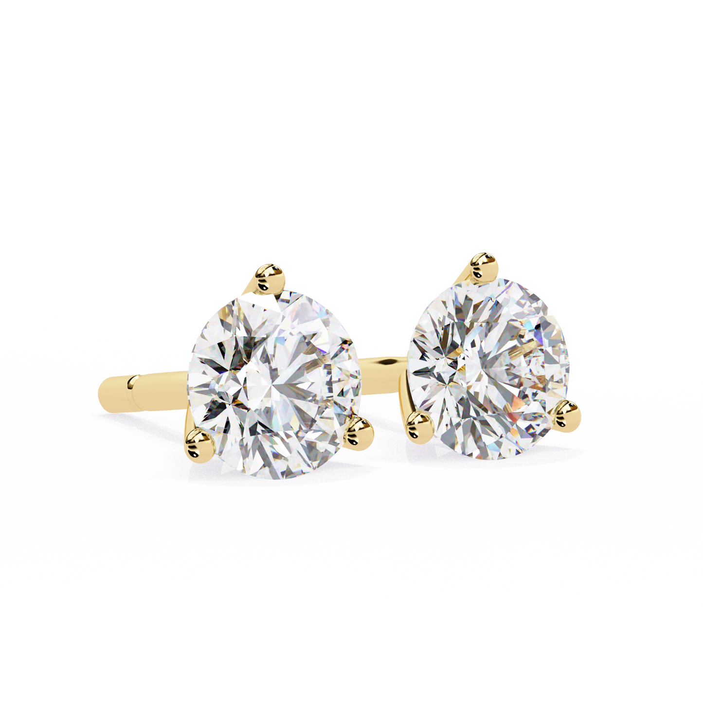 2.57 CTW Round Lab-Grown Diamond Three-Prong Martini Stud Earrings in 14K Gold
