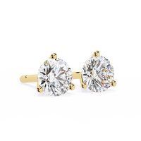 2.57 CTW round lab-grown diamond stud earrings in a three-prong martini setting crafted from 14K gold.