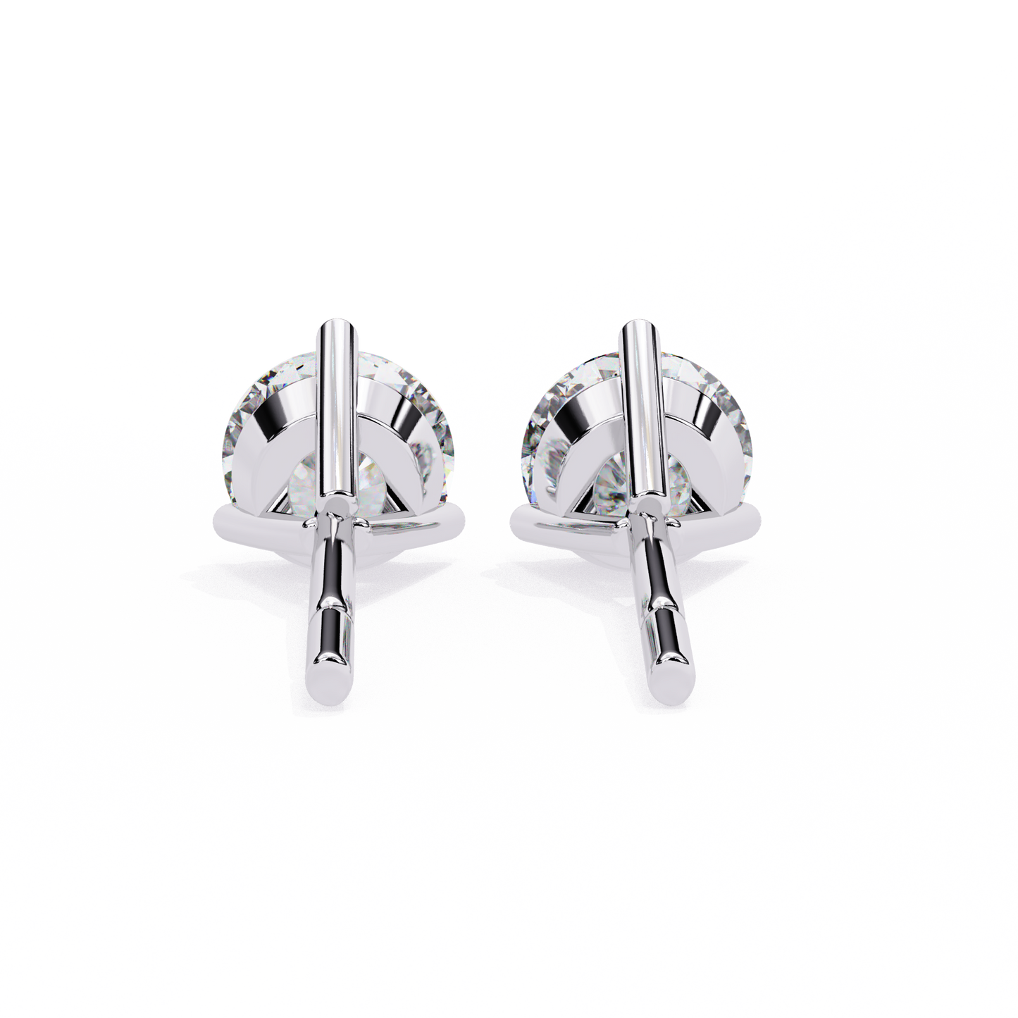 2.57 CTW Round Lab-Grown Diamond Three-Prong Martini Stud Earrings in 14K Gold