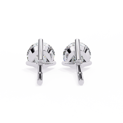 2.57 CTW Round Lab-Grown Diamond Three-Prong Martini Stud Earrings in 14K Gold