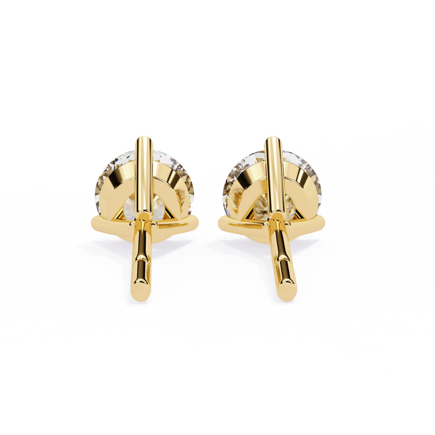2.57 CTW Round Lab-Grown Diamond Three-Prong Martini Stud Earrings in 14K Gold