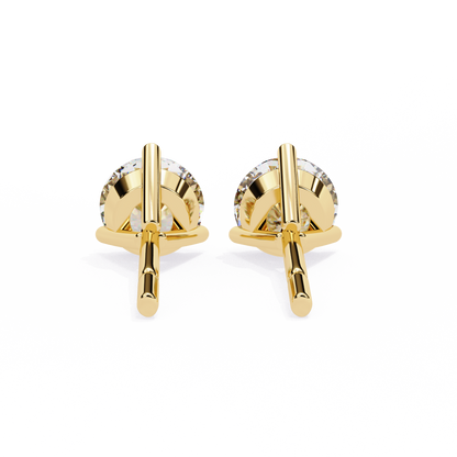 2.57 CTW Round Lab-Grown Diamond Three-Prong Martini Stud Earrings in 14K Gold