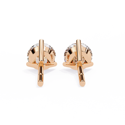 2.57 CTW Round Lab-Grown Diamond Three-Prong Martini Stud Earrings in 14K Gold