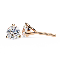 2.57 CTW round lab-grown diamond stud earrings in a three-prong martini setting crafted from polished 14K gold.