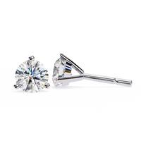 2.57 CTW round lab-grown diamond stud earrings in a three-prong martini setting crafted from 14K gold.