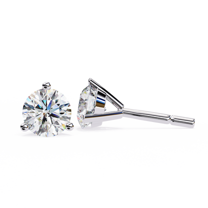 2.57 CTW Round Lab-Grown Diamond Three-Prong Martini Stud Earrings in 14K Gold