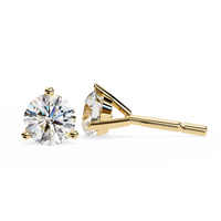 2.57 CTW round lab-grown diamond stud earrings in a three-prong martini setting crafted from 14K gold.