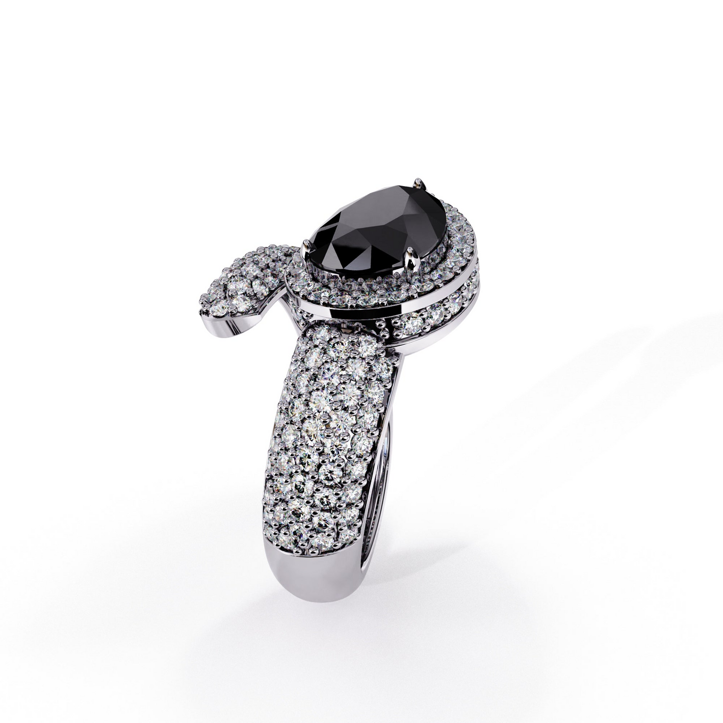 3 CTW Pear-Cut Halo Pavé Bypass Ring