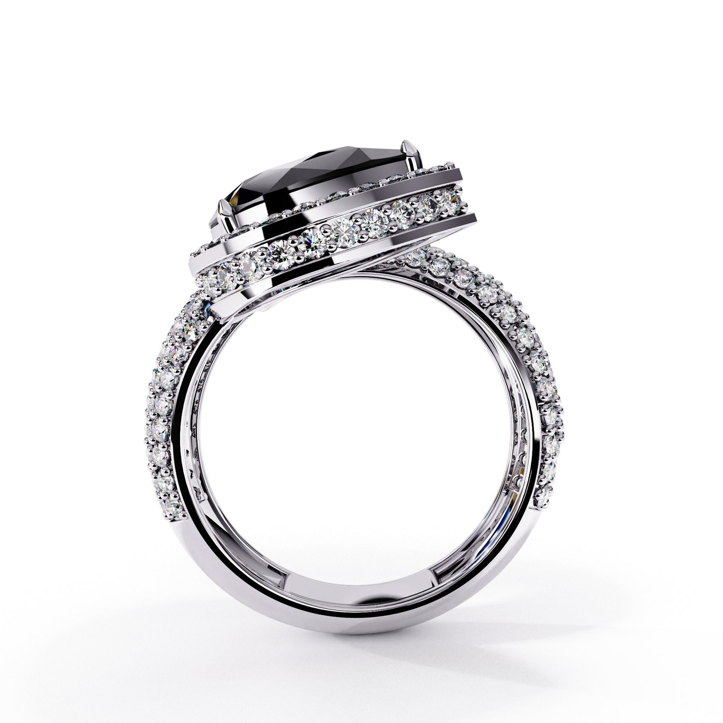 3 CTW Pear-Cut Halo Pavé Bypass Ring