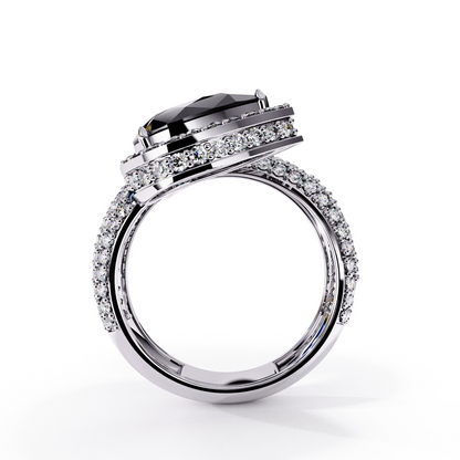 3 CTW Pear-Cut Halo Pavé Bypass Ring