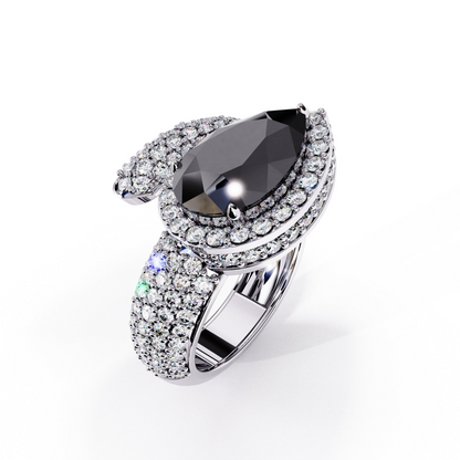 3 CTW Pear-Cut Halo Pavé Bypass Ring