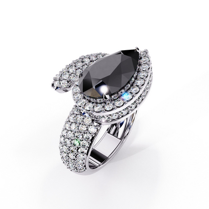3 CTW Pear-Cut Halo Pavé Bypass Ring