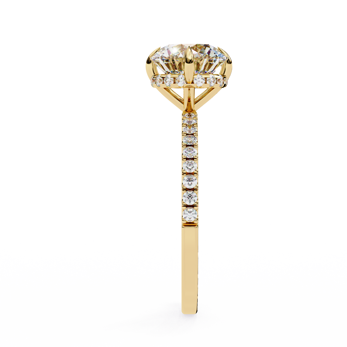 2.67 CTW Round Lab-Grown Diamond Hidden Halo Pavé Engagement Ring in 14K Gold