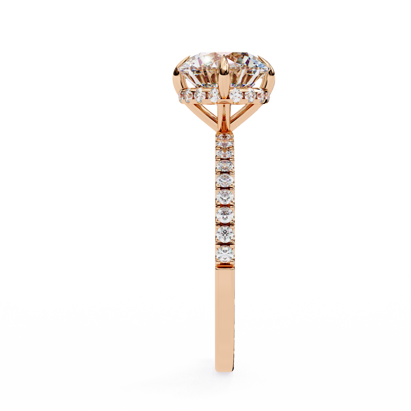 2.67 CTW Round Lab-Grown Diamond Hidden Halo Pavé Engagement Ring in 14K Gold