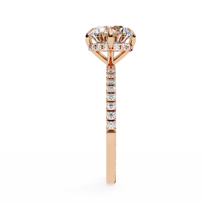 2.67 CTW Round Lab-Grown Diamond Hidden Halo Pavé Engagement Ring in 14K Gold