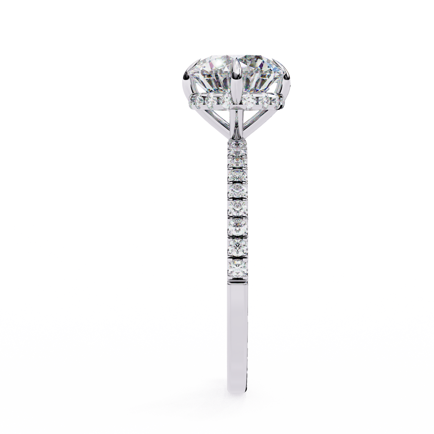 2.67 CTW Round Lab-Grown Diamond Hidden Halo Pavé Engagement Ring in 14K Gold