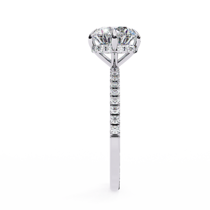 2.67 CTW Round Lab-Grown Diamond Hidden Halo Pavé Engagement Ring in 14K Gold